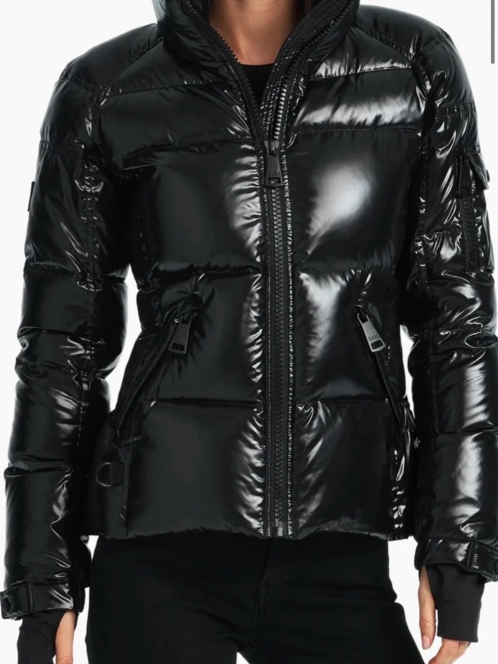NEW SAM BLACK SHINY FREESTYLE PUFFER JACKET WOMENS XS $475